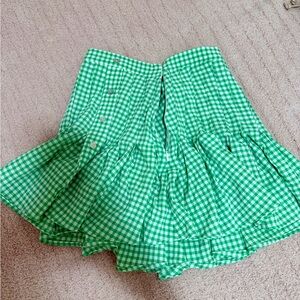 Natalia Green Gingham Pleated Mini Skirt